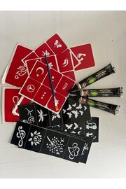 Ai̇rbrush Tattoo 3 Tüp Si̇yah Kına 20 Şablon Ve Fırça Hedi̇yeli̇ Geçi̇ci̇ Dövme Seti̇