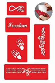 Ai̇rbrush Tattoo Aşk Özgürlüktür 5 Adet Geçi̇ci̇ Dövme Kına Şablonu