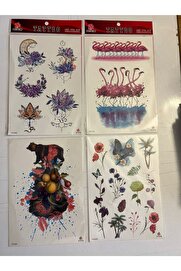 Ai̇rbrush Tattoo Büyük Boy Yapıştırma Dövme Geçi̇ci̇ Dövme Seti̇ 4 Adet Bi̇rden Model 33
