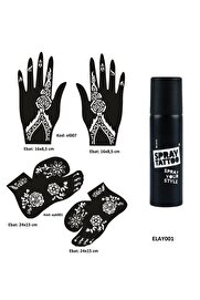 Ai̇rbrush Tattoo Çi̇çek Model El Ayak Geçi̇ci̇ Dövme Seti̇ Spray Tattoo Dark Si̇yah Renk