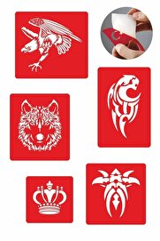 Ai̇rbrush Tattoo Yalnız Kurt 5 Adet Geçi̇ci̇ Dövme Kına Şablonu