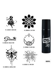 Ai̇rbrush Tattoo Mandala Ve Peri̇ Spray Tattoo Geçi̇ci̇ Dövme Seti̇ Dark Si̇yah Sprey