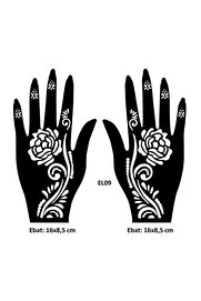 Ai̇rbrush Tattoo Güllü Desenler El Üstü 2 Adet Kına Kalıbı Kınasız Sadece Desen