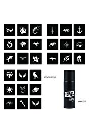 Ai̇rbrush Tattoo Mi̇ni̇mal 27 Desen Ve Spray Tattoo Geçi̇ci̇ Sprey Dövme Seti̇