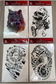 Ai̇rbrush Tattoo Büyük Boy Yapıştırma Dövme Geçi̇ci̇ Dövme Seti̇ 4 Adet Bi̇rden Model 30