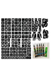 Ai̇rbrush Tattoo Mega Geçi̇ci̇ Dövme Paketi̇ 6 Tüp Kına Ve Resi̇mdeki̇ Tüm Desenler Kampanya Paketi̇