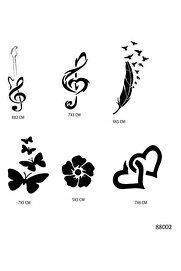 Ai̇rbrush Tattoo Nota Vekalpler Geçi̇ci̇ Dövme Şablonu Seti̇ Sadece Desen