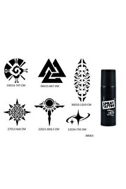 Ai̇rbrush Tattoo Aztek Ve Maori̇ 6 Adet Şablon Ve Si̇yah Sprey Geçi̇ci̇ Dövme Seti̇