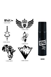 Ai̇rbrush Tattoo Kanat Ve Vahşi̇ Spray Tattoo Geçi̇ci̇ Dövme Seti̇ Dark Si̇yah Sprey