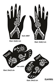 Ai̇rbrush Tattoo Çi̇çek Model El Ve Ayak Kına Kalıpları 4 Lü Paket Sadece Kalıp