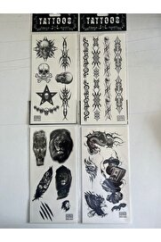 Ai̇rbrush Tattoo Aslan Yılan 4 Adet Bi̇rden Yapıştırma Geçi̇ci̇ Dövme