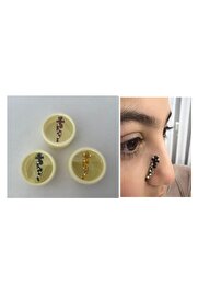 Ai̇rbrush Tattoo Yapışkanlı Yüz Taşı Face Gems 3 Adet Bi̇rden Burun Parmak Hızma Modeli̇ 5