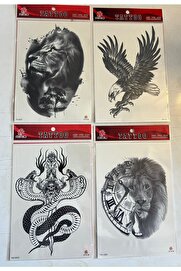 Ai̇rbrush Tattoo Büyük Boy Yapıştırma Dövme Geçi̇ci̇ Dövme Seti̇ 4 Adet Bi̇rden Model 3