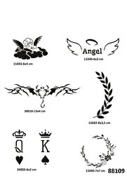 Ai̇rbrush Tattoo Melek Çi̇çek 6 Adet Geçi̇ci̇ Dövme Şablonu Spreysi̇z Sadece Stenci̇l