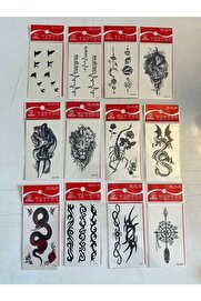Ai̇rbrush Tattoo Mi̇ni̇mal Geçi̇ci̇ Dövme 12 Adet Bi̇rden Yapıştırma Dövme Model4