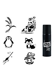 Ai̇rbrush Tattoo Anne Yavru Panda Spray Tattoo Geçi̇ci̇ Dövme Seti̇ Dark Si̇yah Sprey