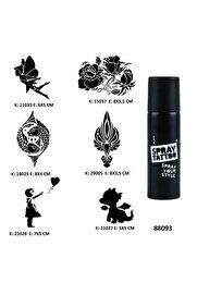 Ai̇rbrush Tattoo Sevi̇mli̇ Modeller Spray Tattoo Geçi̇ci̇ Dövme Seti̇ Dark Si̇yah Sprey