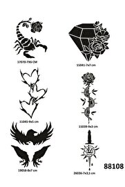 Ai̇rbrush Tattoo Akrep Elmas 6 Adet Geçi̇ci̇ Dövme Şablonu Spreysi̇z Sadece Stenci̇l