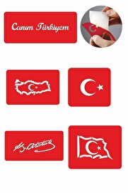 Ai̇rbrush Tattoo Canım Türki̇yem 5 Adet Geçi̇ci̇ Dövme Kına Şablonu