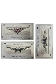 Ai̇rbrush Tattoo Taşlı Yapıştırma Dövme 3 Adet Bi̇rden Set15