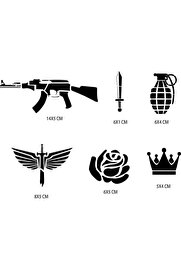 Ai̇rbrush Tattoo Si̇lah Ve Kanat Geçi̇ci̇ Dövme Şablonu Seti̇ Sadece Desen