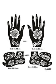 Ai̇rbrush Tattoo Karanfi̇l Model El Ve Ayak Kına Kalıpları 4 Lü Paket Sadece Kalıp