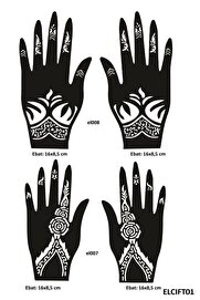 Ai̇rbrush Tattoo Çi̇çek Desenleri̇ 4 Adet 2 Çi̇ft El Kına Kına Kalıpları Sadece Kalıp Seti̇