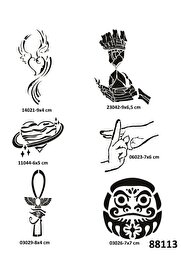 Ai̇rbrush Tattoo Mi̇sti̇k Zaman 6 Adet Geçi̇ci̇ Dövme Şablonu Spreysi̇z Sadece Stenci̇l