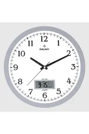 Galaxy DUVAR SAATİ GRİ ÇERÇEVELİ 35.5CM TAKVİMLİ TERMOMETRELİ HİGROMETRELİ ANALOG VE Dİ
