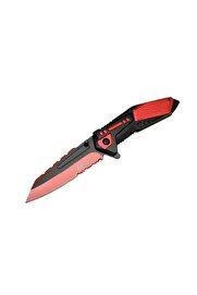evimdeyokyok 4173 Kırmızı Kamp Çakı 21cm - Yarı Otomatik, Testere Detaylı