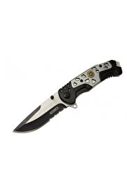 evimdeyokyok Lanmark MX10 Gri Testereli Outdoor Çakı 21 cm - Otomatik, Perçinli
