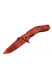 evimdeyokyok Skeleton 7000B Kamp Çakı 20 cm - Kırmızı İskelet Desenli, Otomatik