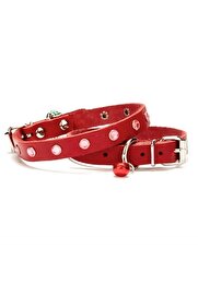 Seçki̇n Trend Taşlı Kedi̇ Ve Yavru Köpek Tasması 1*23 Cm Kırmızı Medi̇um