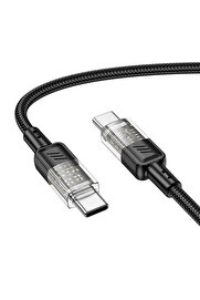 Hoco U129 Transparan Type-C to Type-C Data ve Şarj Kablosu 1m-(1903) - DROPX9619-4411