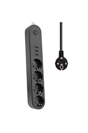Evi̇mdeyokyok Akım Korumalı Isıya Dayanıklı 4 Lü 2 Mt Uzatma 3 Adet Usb 3402