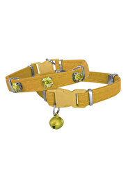 Bi̇lfold Kadi̇fe Kedi̇ Boyun Tasması Taşlı 20-32 Cm Sarı