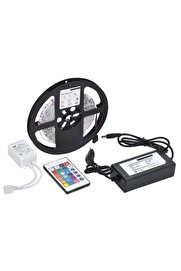 evimdeyokyok 5 MT 3 Cipli Rgb Şerit Led Silikonlu Adaptör Uzaktan Kumanda Tak Çalıştır