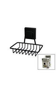 Go İthalat Si̇yah - Metal Katı Sabunluk Kare Güçlü Yapışkanlı 11X12.5X11Cm (4457)