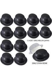 Ethab Ti̇caret Si̇yah Renk Si̇mli̇ Melon Yuvarlak Parti̇ Şapkası 12 Adet