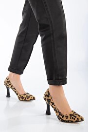 Gult Leopar Desenli̇ Sti̇letto Kadeh Topuklu