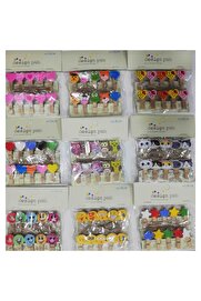 evimdeyokyok 10 lu Şekilli Ahşap Mandallar 3.5cm (10 lu Set-10 Paket)
