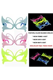 evimdeyokyok Fosforlu Neon Parti Gözlüğü Seti 12 Adet