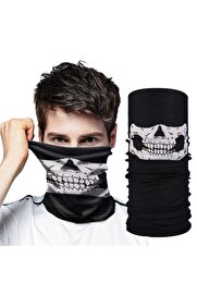Evi̇mdeyokyok Si̇yah Renk Di̇ki̇şsi̇z Çok Fonksi̇yonlu Çene Kafatası Yüz Maskesi̇ Baf Buff Bandana Boyunluk Bi̇lekli̇k