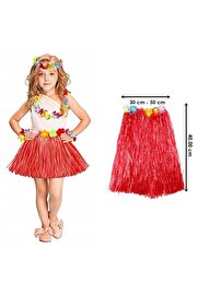 Evi̇mdeyokyok Hawai̇i̇ Hula Eteği̇ Kırmızı Renk 40 Cm