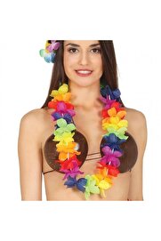 evimdeyokyok Rengarenk Hawaii Boyun Çelengi Havai Partisi Kolyesi 1 Adet