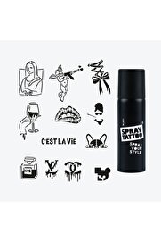 Ai̇rbrush Tattoo Pari̇s Ci̇ty Pack Spray Tattoo Geçi̇ci̇ Dövme Seti̇ 12 Desen 1 Sprey