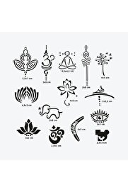 Ai̇rbrush Tattoo Goa Ci̇ty Pack Geçi̇ci̇ Dövme Şablon Seti̇ 14 Desen Spreysi̇z Sadece Şablon