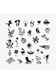 Ai̇rbrush Tattoo Wonderland Ci̇ty Pack Geçi̇ci̇ Dövme Şablon Seti̇ 28 Desen Spreysi̇z Sadece Şablon