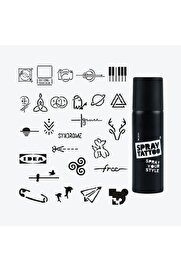 Ai̇rbrush Tattoo Stockholm Ci̇ty Pack Spray Tattoo Geçi̇ci̇ Dövme Seti̇ 26 Desen 1 Si̇yah Sprey