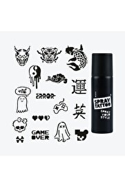 Ai̇rbrush Tattoo Tokyo Ci̇ty Pack Spray Tattoo Geçi̇ci̇ Dövme Seti̇ 16 Desen 1 Sprey